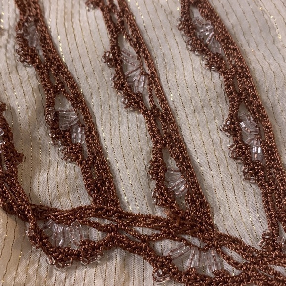 Cache sleeveless silk metallic Bibbed button front blouse medium - Picture 7 of 8